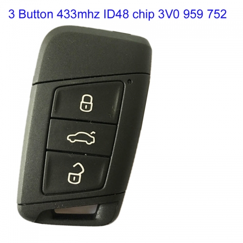 MK120033 Original 3 Buttons 434 MHz Smart Key Remote Key for VW Skoda 3V0 959 752 Id48 Chip Auto Remote Fob Control