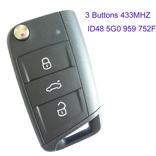 MK120038 Original 3 Buttons Flip key 434Mhz for VW Golf 7 id48 chip 5G0 959 752F Folding Key