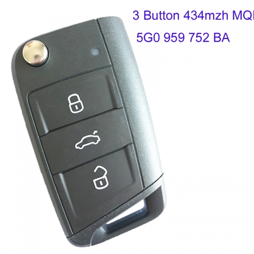 MK120041 3 Button 434mhz Flip Key Remote MOB for Golf Touran POLO 5G0 959 752 BA