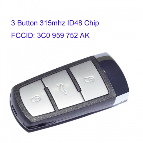 MK120062  3 Button 315mhz Remote Key Control for VW Magotan with ID48 Chip 3C0 959 752 AK Proximity Key