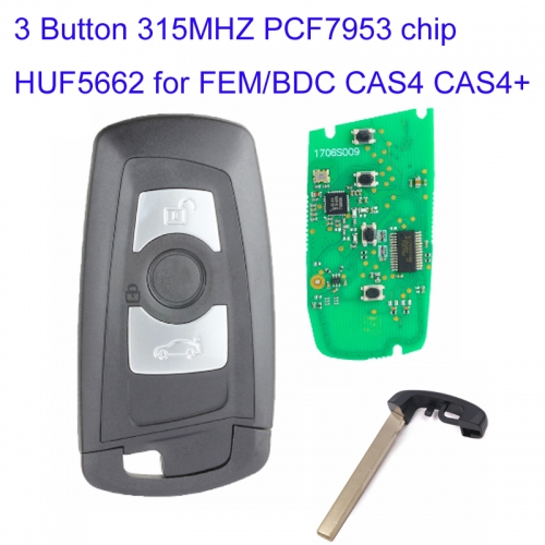 MK110040  3 Buttons 315Mhz Smart Remote Key PCF7945 ID49 chip For BMW F Chass 3 5 7 Series FEM/BDC CAS4 CAS4+ System HUF5662