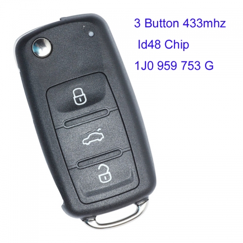 MK120070 3Button 433mhz Flip Remote Control Key for Skoda Octavia Vrs Fabia ID48 1J0 959 753 G
