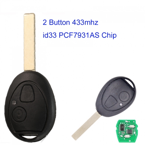 MK110056 2 button Remote Control key 433MHZ With id33 PCF7931AS Chip for BMW Mini Cooper S R50 R53 Key Fob
