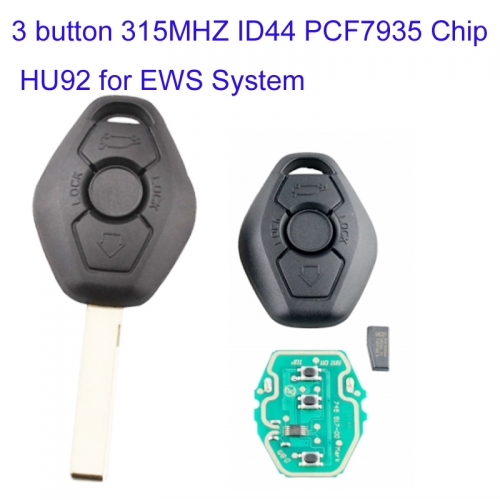 MK110069 3 button 315MHZ ID44 PCF7935 chip Remote Key For BMW EWS System E38 E39 E46 X3 X5 Z3 Z4 1/3/5/7 Series HU92 Blade