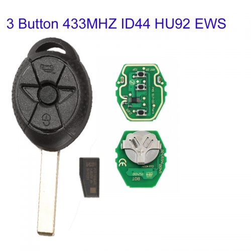 MK110059 3 button 433MHZ ID44 chip Remote Key For BMW MINI Cooper EWS System Head Key