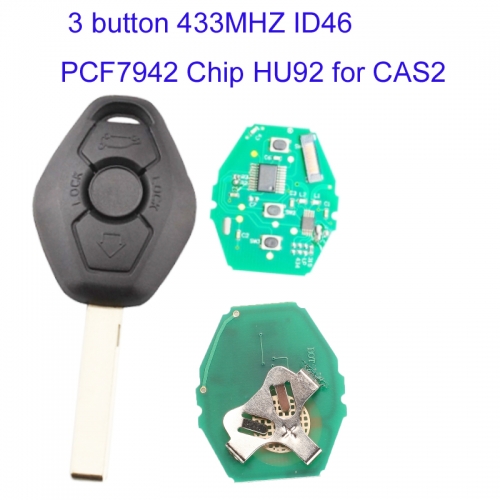MK110063 3 button 433MHZ ID46 chip Remote Key For BMW 3/5 7 Series CAS2 Car Key ID46 PCF7942 Chip