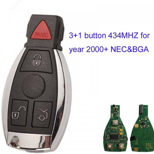 MK100004  3+1 Buttons 434MHz Smart Remote Key For Mercedes Benz year 2000+ NEC&BGA style Auto Car Key