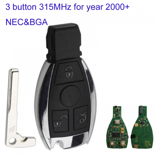 MK100014 3 Buttons 315MHz Smart Key For  Mercedes Benz year 2000+ NEC&BGA Mode Auto Remote Key Control Fob