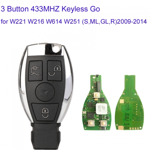 MK100029 3 Button MB FBS3 433Mhz BGA Keyless Go Remote Control Key For Mercedes Benz W221 W216 W164 W251 S ML GL R 2009-2014