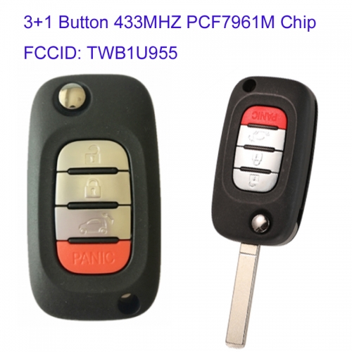 MK100026 Original 3+1 Button 433MHZ With PCF7961M Chip Smart Key for Benz Smart Fortwo Car Key TWB1U955
