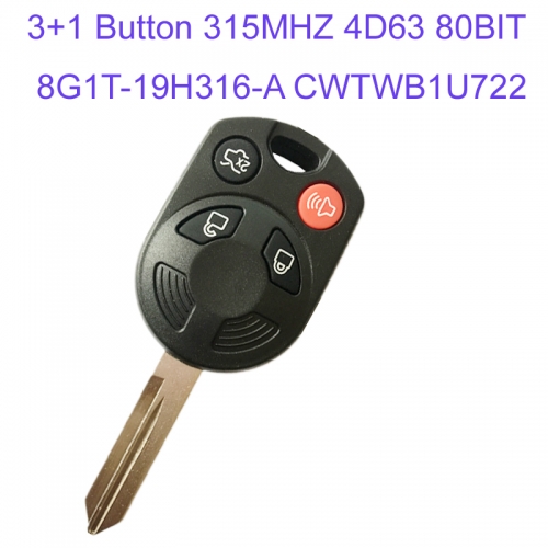 MK160029 3+1 Button 315MHZ 4D63 80BIT Chip Head Remote Key For Ford Mercury L-incoln CWTWB1U722 Part No 8G1T-19H316-A 164-R7013 Car Key Fob