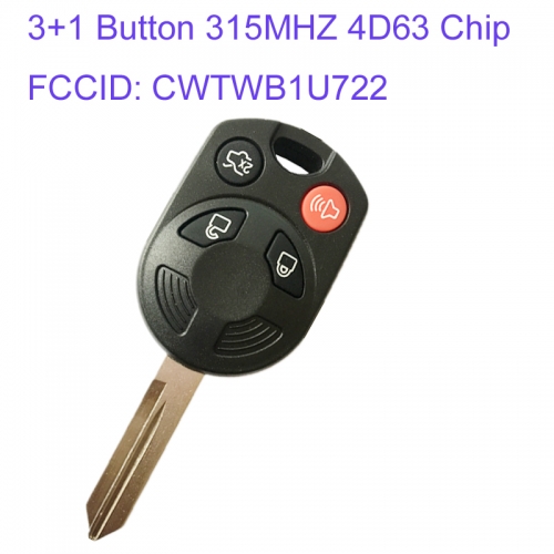 MK160028 3+1 Button 315MHZ 4D63 Chip Head Remote Key For Ford Mustang CWTWB1U722 Remote Control Fob