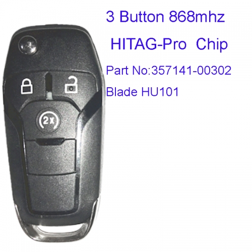 MK160053 Original 868MHz 3 Button Flip Key for Ford Mondeo F150, F250  2012+ HITAG Pro Chip Part No: 357141-00302 Folding Key