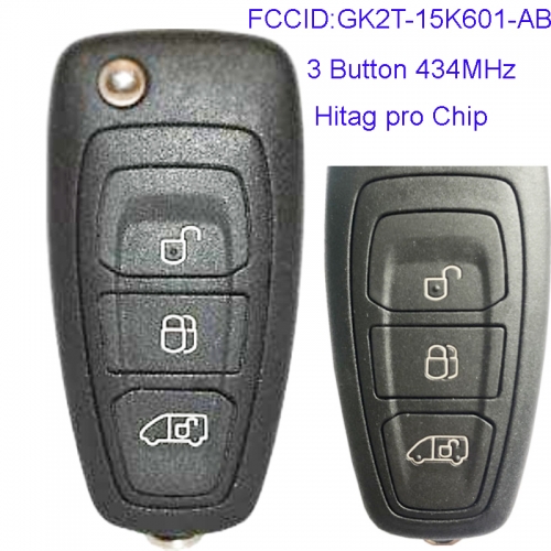 MK160058 3 Button 434MHz Flip Remote Key For Ford Transit 49 Chip HITAG Pro GK2T-15K601-AB Car Remote Control Fob BK2T 15K601 AC
