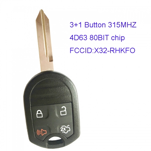 MK160062 315MHz 3+1 Buttons Head Key 4D63 chip for Ford X32-RHKFO Remote Key Control