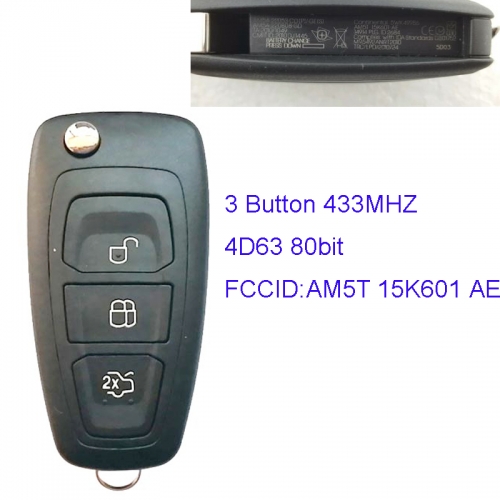 MK160059 Original 4D63 434MHZ 3 button Flip Key for Ford Focus Kuga Mondeo AM5T 15K601 AE Remote Key Fob