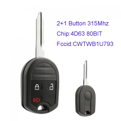 MK160077 2+1 Button 315Mhz Remote Key for Ford Edge 4D63 80BIT CWTWB1U793 Car Key Remote Fob