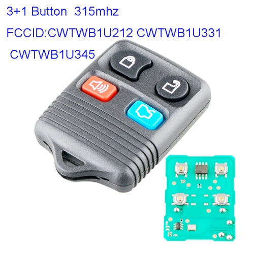 MK160087 3+1 Button 315Mhz Remote Key for Ford Escort CWTWB1U212 CWTWB1U331 CWTWB1U345 Remote Key Fob