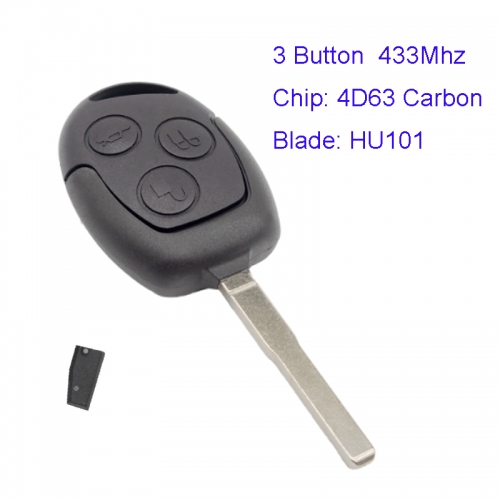 MK160083 3 Button 433Mhz Remote Key for Ford Focus 4D63 Carbon Chip HU101 Blade Head Key Remote Control
