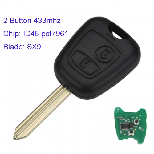 MK250010 2 Button 433mhz Remote Car Key Fob ID46 pcf7961 chip For C-itroen C1 C2 C3 C4 With SX9 Blade