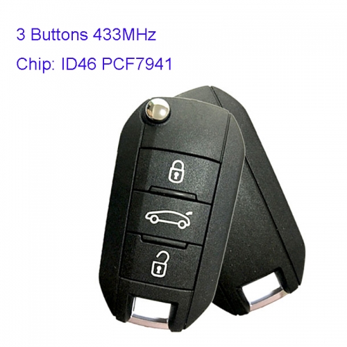 MK240025 Original 3 Button 433MHz Flip Key Remote Car Key for P-eugeot 508  2013+ ID46 PCF7941 Chip 5FA010