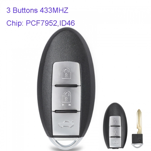 MK210051 3 Button 433mhz Remote Key Control for N-issan 2016 New Bluebirds New Sylphy PCF7952 ID46 Chip Auto Car Key