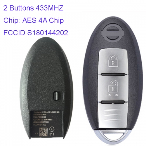 MK210044/MK210045 2 Button 433.92mhz Smart Key for N-issan Qashqai 2013-2017 P-ulsar 2014-2016 X-Trail T32 2014-2017 Remote Key Fob S180144102 S180144