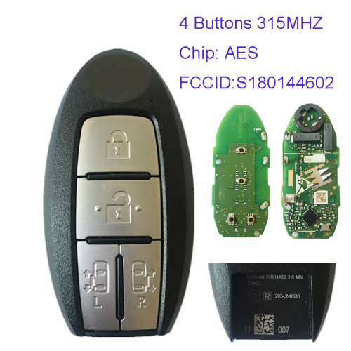 MK210053 4 Button 315mhz Remote Key Control Smart Key for N-issan QUEST SERENA C27 S180144602 Hitag AES Chip Keyless Go