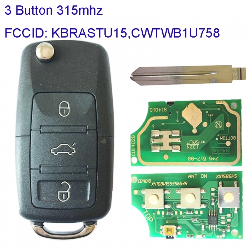 MK210075 3 Button 315mhz Flip Key for N-issan Armada Frontier Murano Pathfinder Remote Control Car Key Fob KBRASTU15 CWTWB1U758
