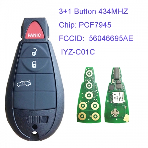 MK310024 3+1 Button 434MHZ Smart Remote Key for Jeep Grand Cherokee Dodge C-hrysler PCF7945 Chip 56046695AE IYZ-C01C Keyless Go