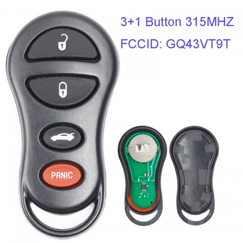 MK310005 3+1 Button 315MHZ Remote Key Control for C-hrysler C-oncorde Neon  D-odge Interpid Neon Plymouth Neon FCC ID GQ43VT9T USA Auto Car Key Fob