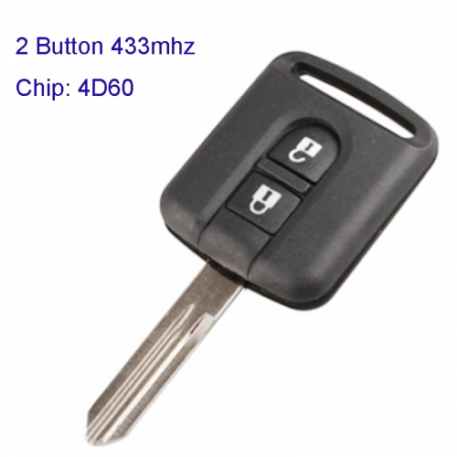 MK210068 2 Button 433mhz Head Remote Key Control for N-issan Micra K12 350Z Murano Qashqai Navara with 4D60 Chip