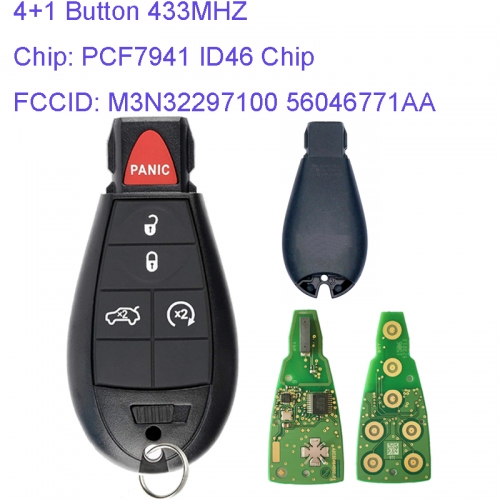 MK310021 4+1 Button 433MHZ Smart Remote Key Control Fobik for 2012 - 2016 Dodge PCF7941 Chip M3N32297100 56046771AA Auto Key Fob