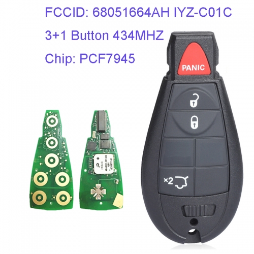 MK310025 3+1 Button 434MHZ Smart Remote Key for Jeep Grand Cherokee Dodge C-hrysler PCF7945 Chip 68051664AH IYZ-C01C Keyless Go