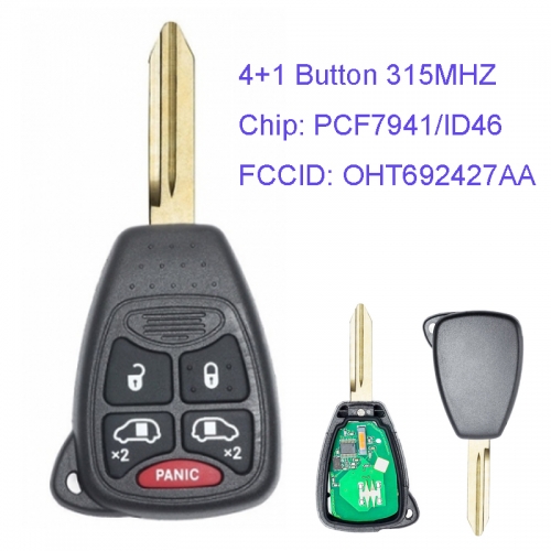 MK310007 4+1 Button 315MHZ Remote Key Control for C-hrysler J-EEP D-ODGE ID46 Chip FCC: OHT692427AA Auto Car Key Remote