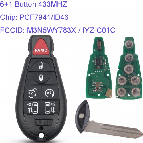 MK310012 6+1 Button 433MHZ Remote Key Control for C-hrysler J-EEP D-ODGE ID46 PCF7941 Chip M3N5WY783X IYZ-C01C Auto Car Key