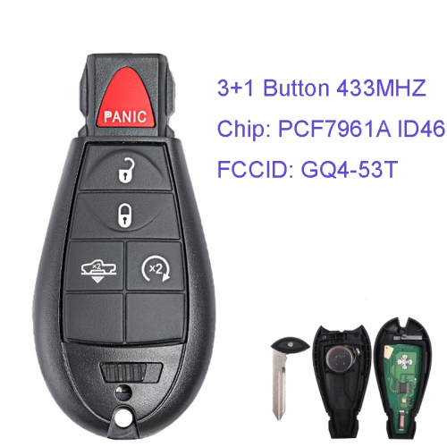 MK310018 4+1 Button 433MHZ Smart Remote Key Control for DODGE RAM 1500 2013-2016 PCF7961A Chip GQ4-53T Key Fobik Remote