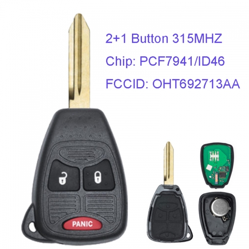 MK310009 2+1 Button 315MHZ Remote Key Control for 2004 - 2016 C-hrysler J-EEP D-ODGE ID46 Chip Head Remote Car Key FCC:  OHT692427AA OHT692713AA