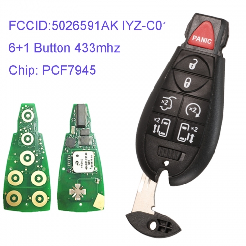 MK310031  6+1 Button 434MHZ Smart Remote Key for 2011-2019 Jeep Grand Cherokee Dodge Caravan C-hrysler PCF7945 Chip 5026591AK IYZ-C01C Keyless Go