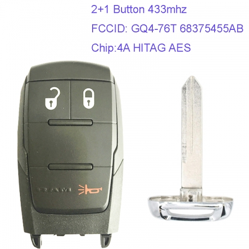 MK310042 Original 2+1 Button 433MHZ Smart Key for DODGE 2019-2020 PN 68375455AB GQ4-76T Keyless Go Entry Key Fob