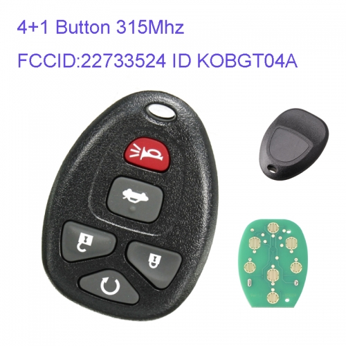 MK270021 4+1 Button 315mhz Remote Control Key for Buick GML 22733524 ID KOBGT04A Auto Car Key Fob