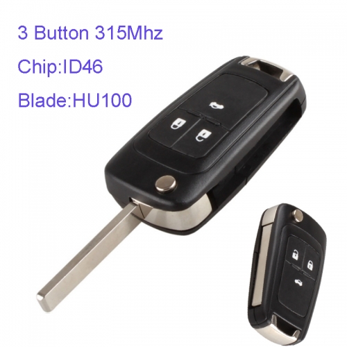 MK270017 3 Button 315Mhz Flip Key for Buick Hideo GT with ID46 Chip HU100 key blade Folding Key Fob