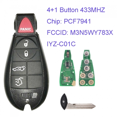 MK320018 4+1 Button 433mhz Remote Control Remote Key for 2008 2009 2010 2011 2012 C-hrysler JEEP Grand Cherokee Town DODGE   M3N5WY783X / IYZ-C01C