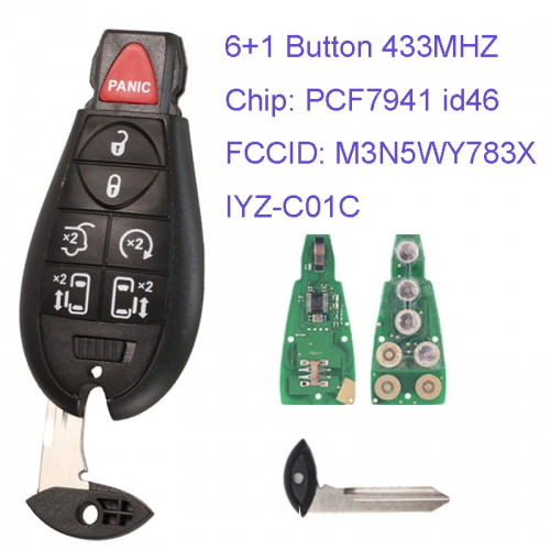 MK320022 6+1 Button 433mhz Remote Control Smart Remote Key for C-hrysler JEEP DODGE   M3N5WY783X / IYZ-C01C Fobik Key