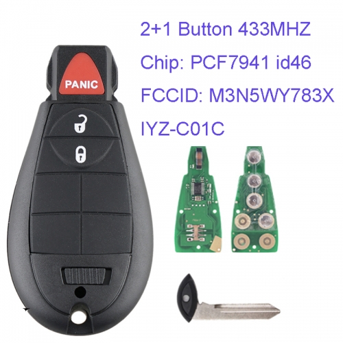 MK320023 2+1 Button 433mhz Remote Control Smart Remote Key for C-hrysler JEEP DODGE   M3N5WY783X / IYZ-C01C Fobik Key