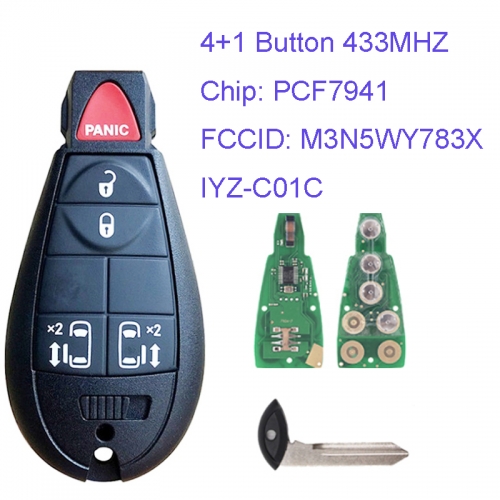 MK320019 4+1 Button 433mhz Remote Control Smart Remote Key for C-hrysler JEEP challenger town country DODGE  M3N5WY783X / IYZ-C01C