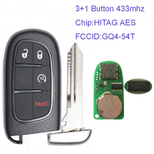 MK300044 Original 3+1 Button 433mhz Smart Key for Jeep Cherokee 2014-2016 HITAG 128-bit AES GQ4-54T Car Key Remote Keyless Go