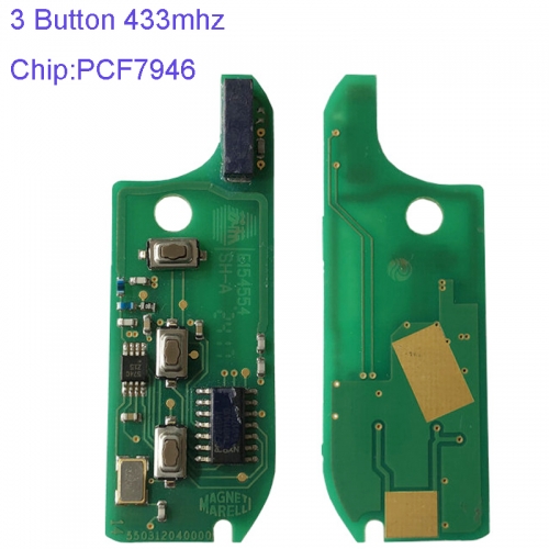 MK330011 Original 3 Button 433mhz Flip Remote Key PCB Panel for Fiat with Transponder PCF 7946