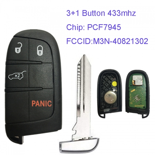 MK300037 Original 3+1 Button 433mhz Smart Remote Key for Jeep Grand Cherokee Auto Car Key Fob PCF7945 M3N-40821302 PN: 68143500AC Keyless Go
