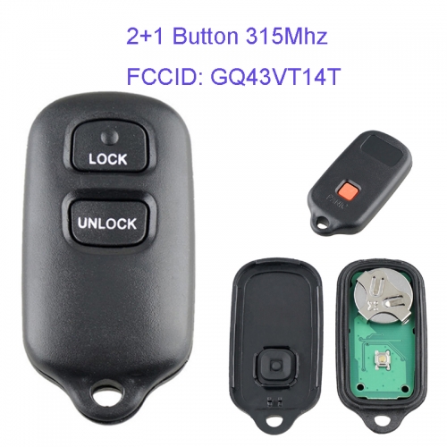 MK190051 2+1 Button 315Mhz Remote Key Control for T-oyota FCC ID GQ43VT14T USA